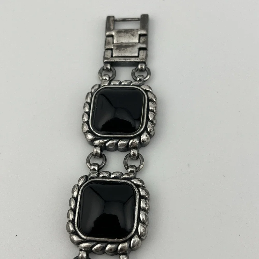 Women's Black Enameled Band‎ Watch 23mm Silver Case 7.25